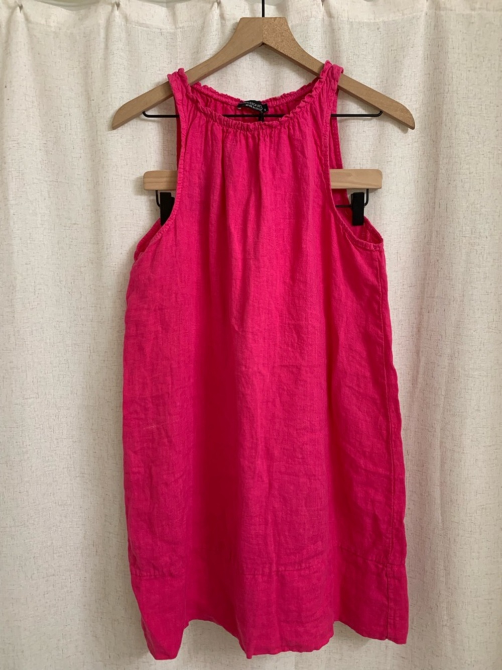 Francesca Bettini Italy 100% Linen Bright Pink Sleeveless Dress Small